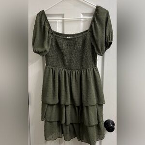 Altar'd State Olive Smocked Mini Dress